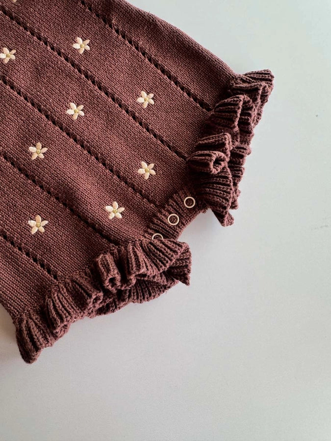 Embroidered Pointelle Romper