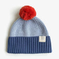 Chunky Colour Block Beanie - Navy Sky Tomato