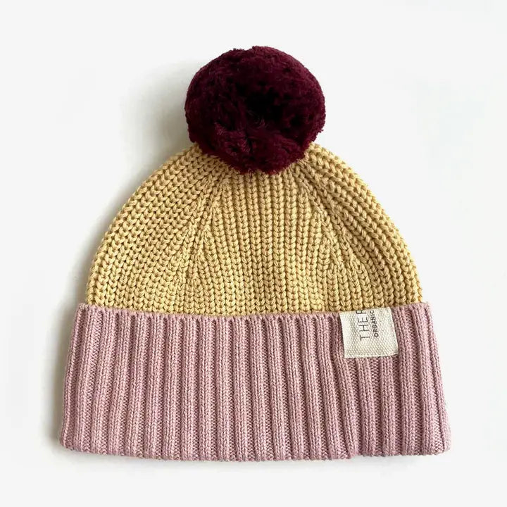 Chunky Colour Block Beanie - Plum Honey Bubblegum